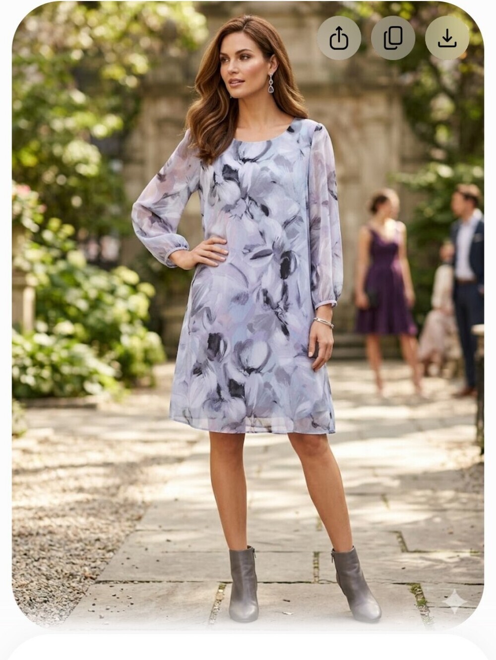 Calvin Klein Lavender Floral Long-Sleeve Shift Dress Size 14.